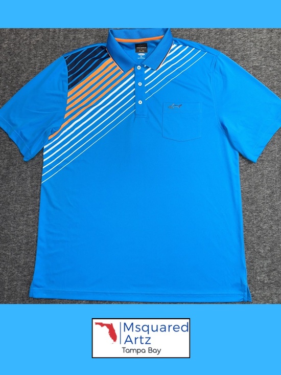 Greg Norman for Tasso Elba Other - Greg Norman Tasso Elba Play Dry Golf Polo Shirt Blue Striped Mens XL